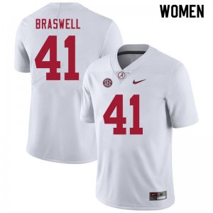 NCAA Women's Alabama Crimson Tide #41 Chris Braswell Stitched College 2020 Nike Authentic White Football Jersey VK17J11YY